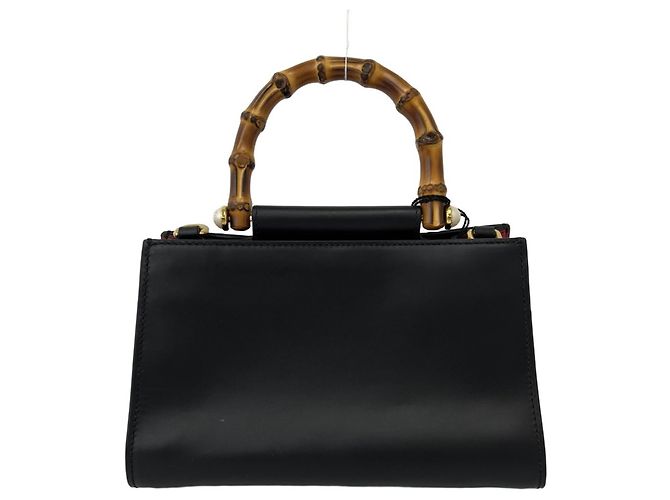 Borsa a mano Gucci Nymphaea Bamboo Sherry Line Nero Rosso - vista 3