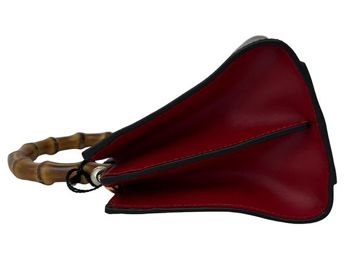 Borsa a mano Gucci Nymphaea Bamboo Sherry Line Nero Rosso - vista 5