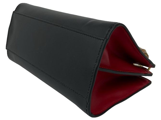 Borsa a mano Gucci Nymphaea Bamboo Sherry Line Nero Rosso - vista 8