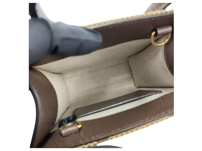 Gucci Jumbo GG Logo Pattern Canvas Leder 2-Way Schultertasche Braun - Ansicht 9