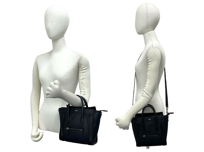 Céline CELINE Luggage Nano Shopper Borsa a spalla 2 vie in pelle Nero - vista 2