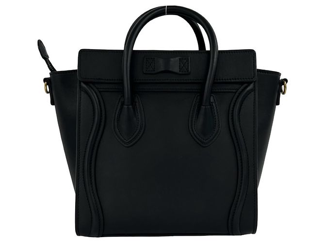 Céline Borsa a tracolla in pelle Celine Luggage Nano Shopper Nero - vista 3