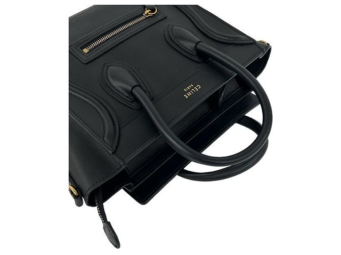 Céline Borsa a tracolla in pelle Celine Luggage Nano Shopper Nero - vista 4