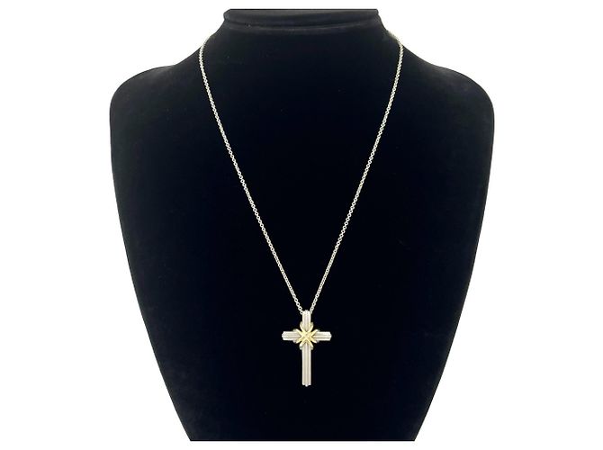 Tiffany & Co Collana Croce Tiffany Vintage Signature Argento D'oro - vista 2