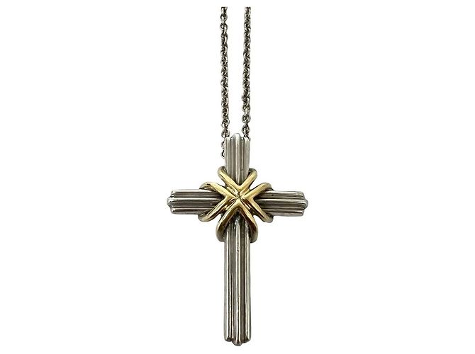 Tiffany & Co Collana Croce Tiffany Vintage Signature Argento D'oro - vista 5