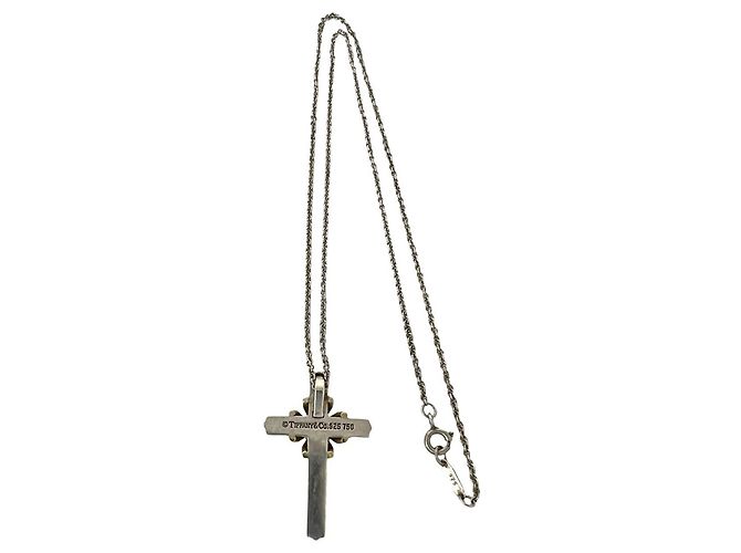 Tiffany & Co Collana Croce Tiffany Vintage Signature Argento D'oro - vista 6