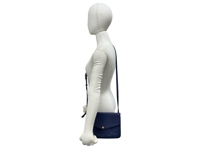 Borsa a tracolla Louis Vuitton Twice Monogram Empreinte Leather Blu - vista 2