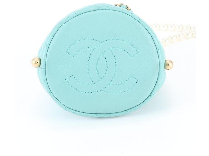 Chanel Matelassé Lammleder Schultertasche mit Perlen Blau - Ansicht 6