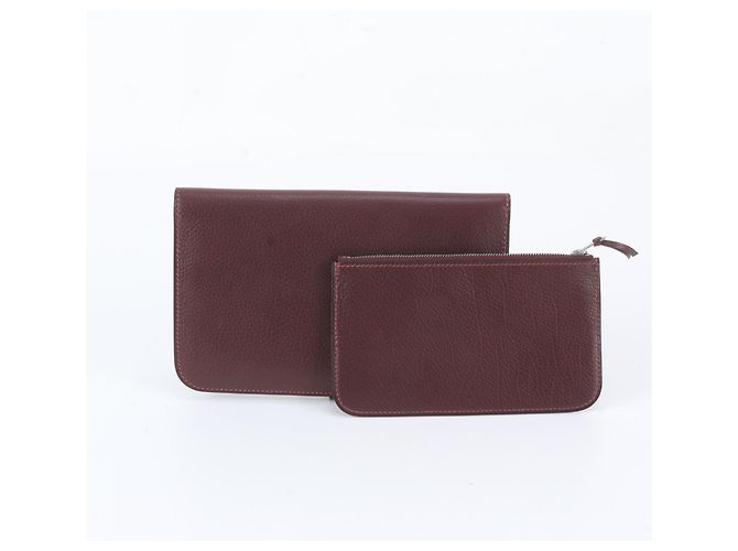 Hermès Cartera larga Hermes Dogon Duo GM de cuero en rojo Roja Burdeos - vista 2