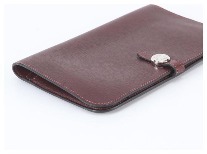 Hermès Cartera larga Hermes Dogon Duo GM de cuero en rojo Roja Burdeos - vista 3