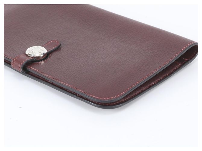 Hermès Cartera larga Hermes Dogon Duo GM de cuero en rojo Roja Burdeos - vista 4