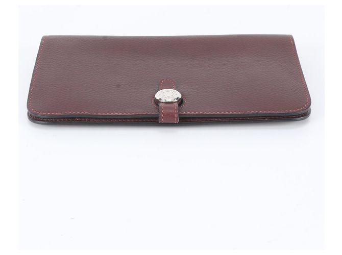 Hermès Cartera larga Hermes Dogon Duo GM de cuero en rojo Roja Burdeos - vista 5