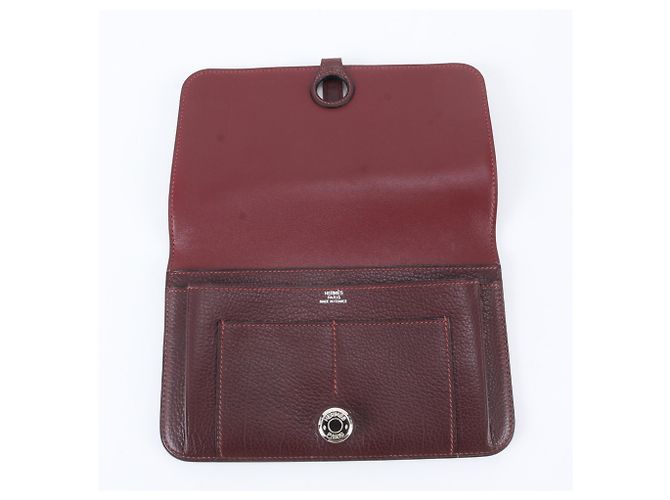 Hermès Cartera larga Hermes Dogon Duo GM de cuero en rojo Roja Burdeos - vista 6