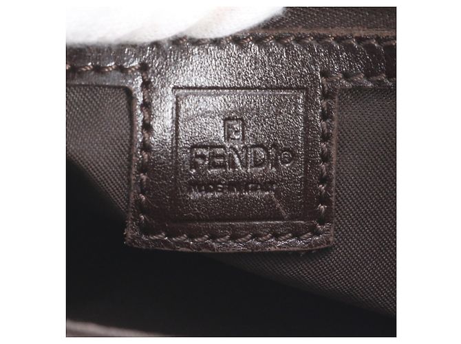 Borsa a tracolla Fendi Zucca in pelle e canvas Marrone - vista 8