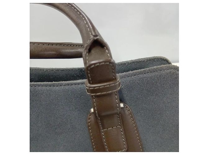 Borsa tote in pelle Loewe Anagram Marrone Blu - vista 12