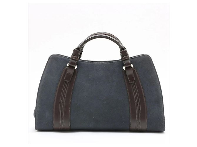 Borsa tote in pelle Loewe Anagram Marrone Blu - vista 2