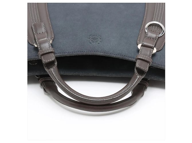 Borsa tote in pelle Loewe Anagram Marrone Blu - vista 5