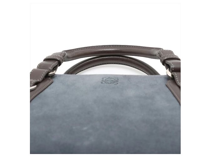 Borsa tote in pelle Loewe Anagram Marrone Blu - vista 6