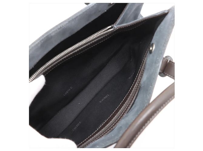 Borsa tote in pelle Loewe Anagram Marrone Blu - vista 7