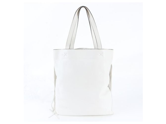 Loewe Vertical Anagram Leder-Tote-Bag mit Fransen Schwarz Weiß - Ansicht 3