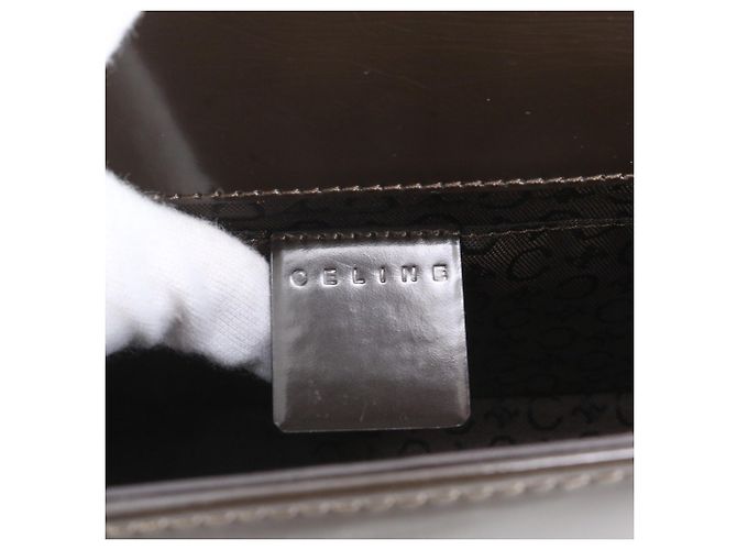 Céline Celine Schultertasche aus Leder mit Fellbeutel Braun Dunkelgrün - Ansicht 8