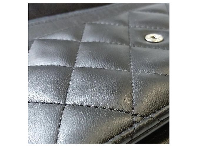 Chanel Matelassé Lammleder Long Wallet/Schultertasche Schwarz - Ansicht 17