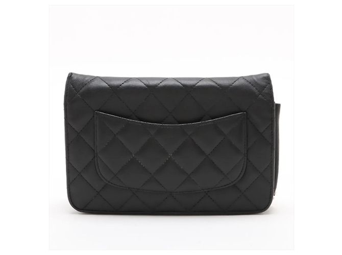 Chanel Matelassé Lammleder Long Wallet/Schultertasche Schwarz - Ansicht 2
