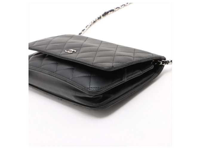 Chanel Matelassé Lammleder Long Wallet/Schultertasche Schwarz - Ansicht 3