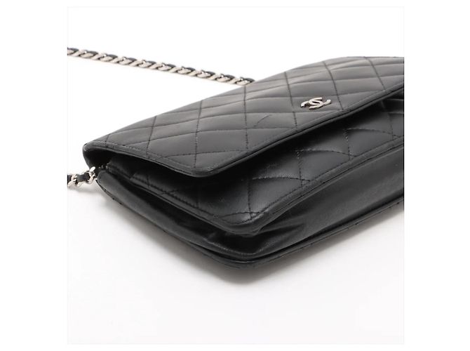 Chanel Matelassé Lammleder Long Wallet/Schultertasche Schwarz - Ansicht 4