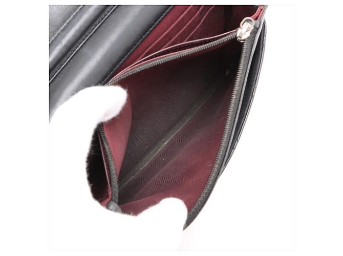 Chanel Matelassé Lammleder Long Wallet/Schultertasche Schwarz - Ansicht 8