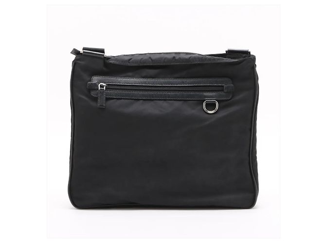 Sac messager Prada en nylon Tessuto avec logo triangle en cuir Noir - vue 2