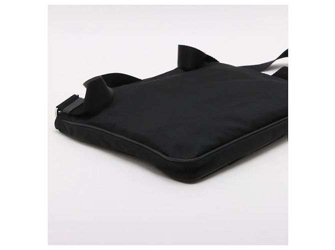 Sac messager Prada en nylon Tessuto avec logo triangle en cuir Noir - vue 4