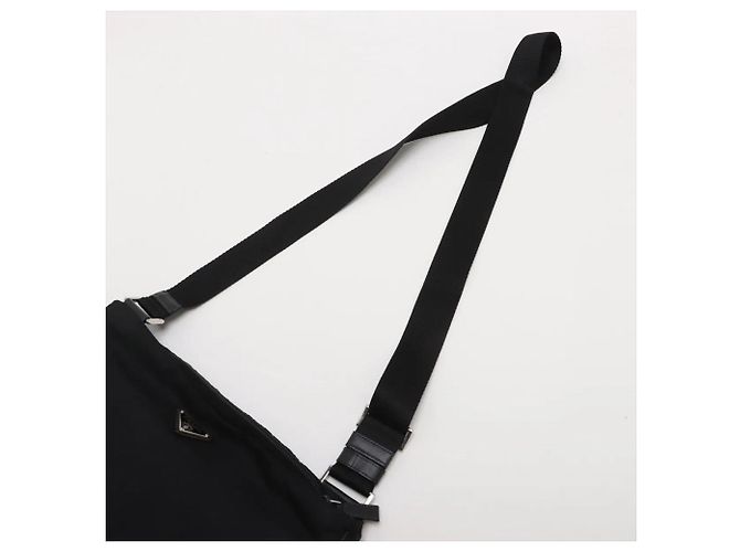 Sac messager Prada en nylon Tessuto avec logo triangle en cuir Noir - vue 5