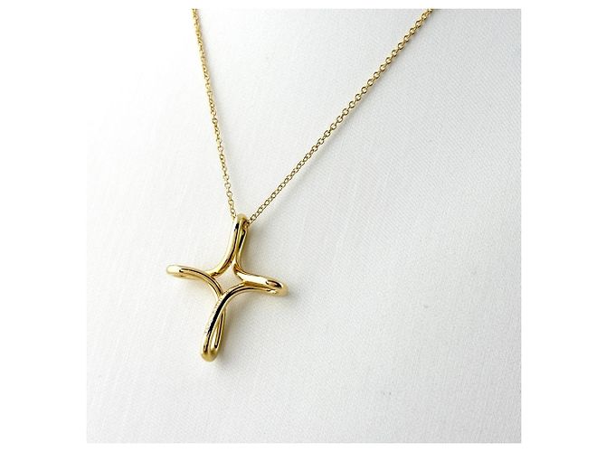 Collana con pendente Tiffany & Co. motivo croce in oro giallo - vista 2