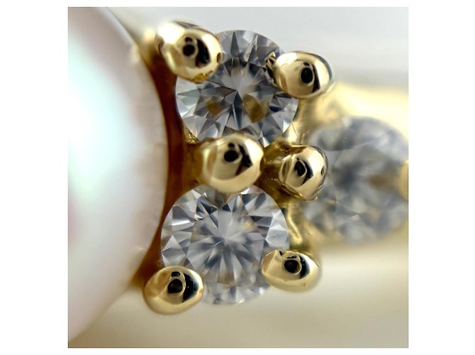Anello a fascia Tiffany & Co. in oro giallo con diamanti e perla - vista 2
