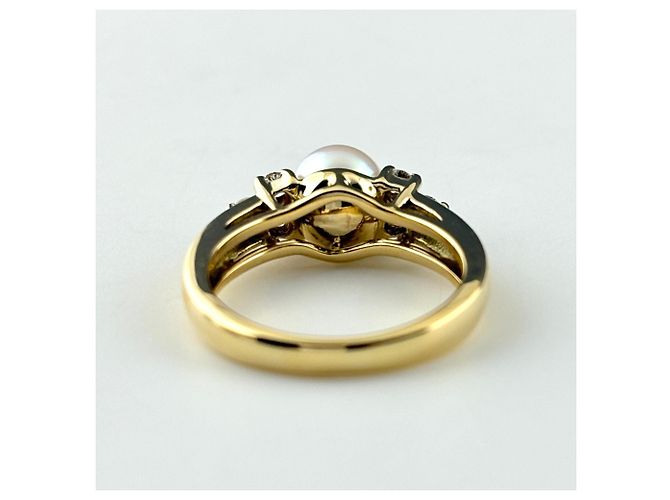 Anello a fascia Tiffany & Co. in oro giallo con diamanti e perla - vista 5