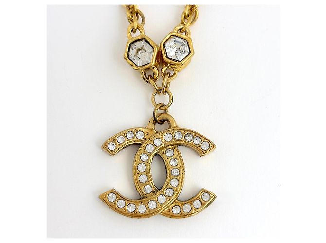 Collana Chanel placcata oro con strass D'oro - vista 2