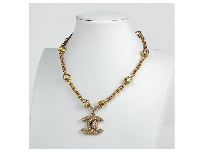 Collana Chanel placcata oro con strass D'oro - vista 5