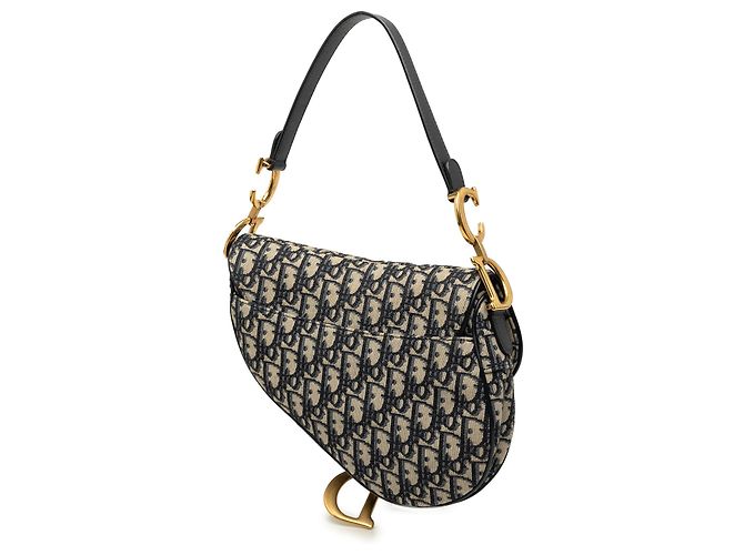 Borsa Saddle Dior in tela Oblique blu - vista 2