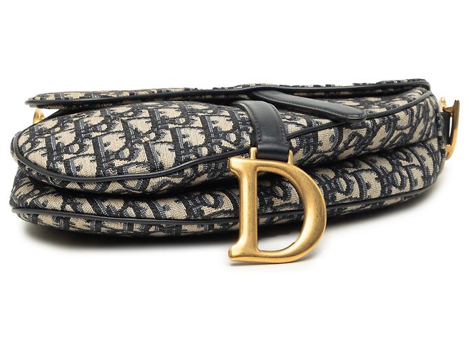 Borsa Saddle Dior in tela Oblique blu - vista 3