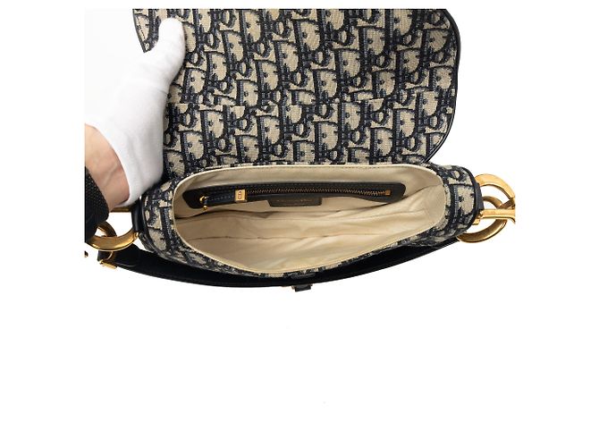 Borsa Saddle Dior in tela Oblique blu - vista 4