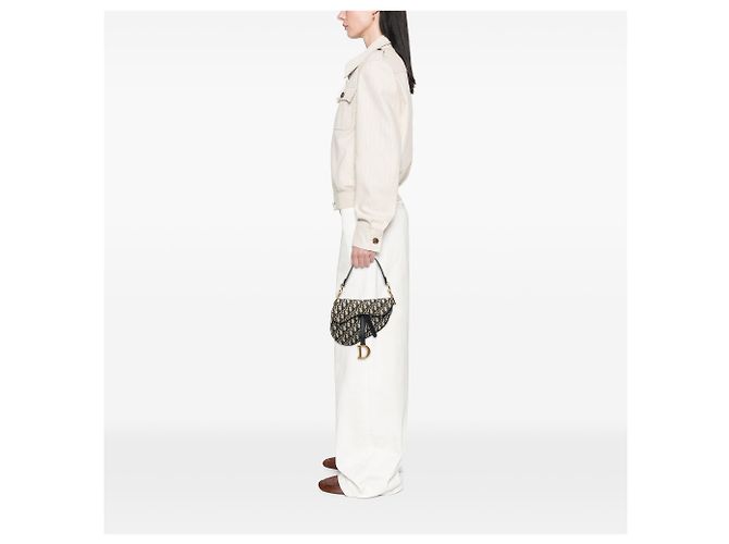 Borsa Saddle Dior in tela Oblique blu - vista 6