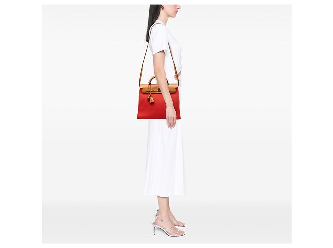 Hermès Orange Toile Herbag Zip 31 Arancione - vista 6