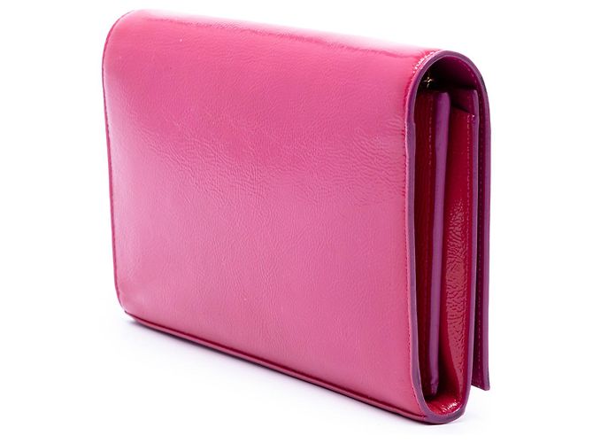 Saint Laurent Carteira com corrente Kate Monogram em couro envernizado rosa - vista 2