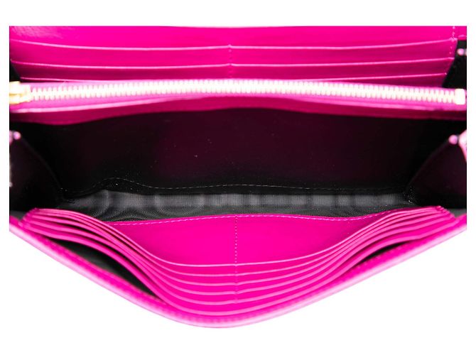 Saint Laurent Carteira com corrente Kate Monogram em couro envernizado rosa - vista 4