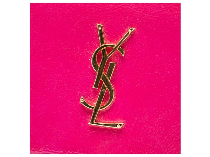 Saint Laurent Carteira com corrente Kate Monogram em couro envernizado rosa - vista 5