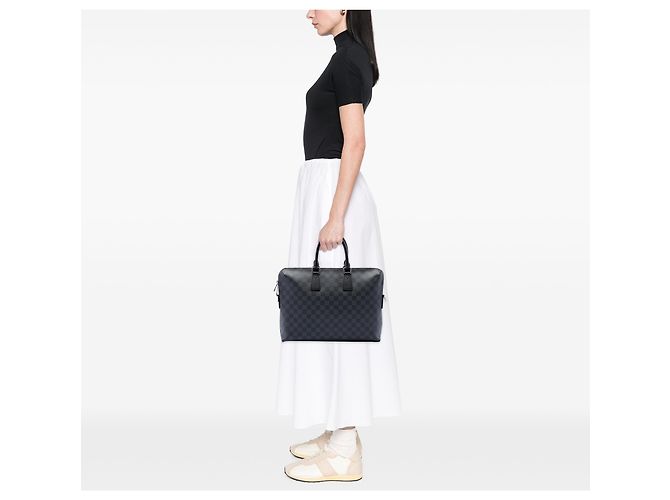Louis Vuitton Black Damier Graphite Porte Documents Jour Nero - vista 6