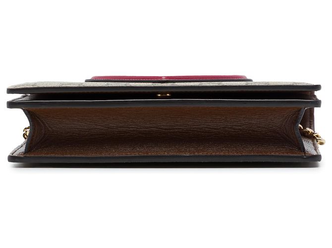 Portafoglio con catena Gucci Beige GG Supreme con decorazioni a cuore - vista 3