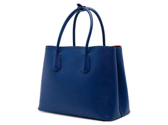 Borsa Prada Blue Medium Saffiano Cuir Double Handle Satchel - vista 2