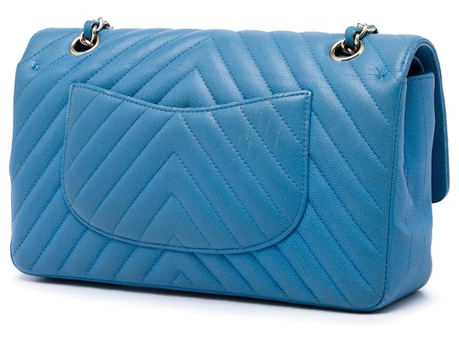 Chanel Blue Medium Classic Chevron Caviar Double Flap - vista 2